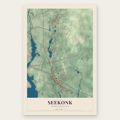 Seekonk, Massachusetts map print, the full design