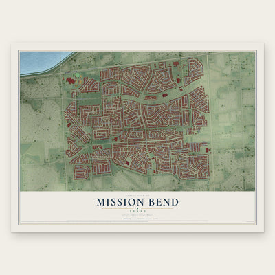 Mission Bend, Texas map print, the full design