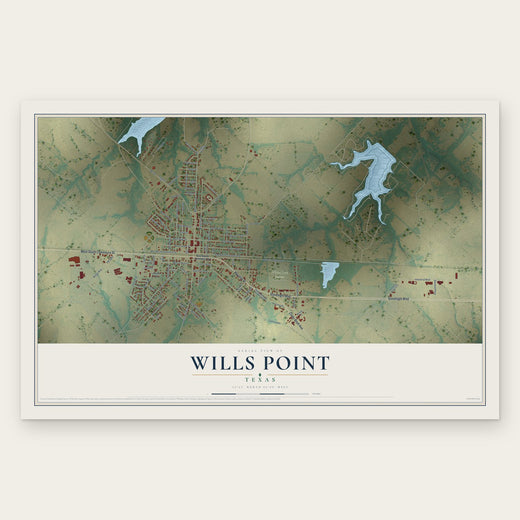 Wills Point, Texas map print, the full design