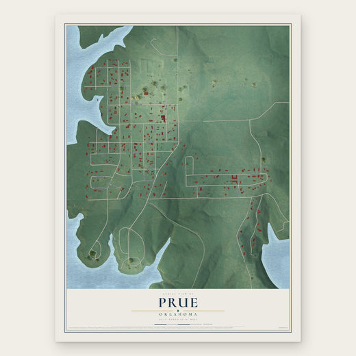 Prue, Oklahoma map print, the full design