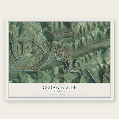 Cedar Bluff, Virginia map print, the full design