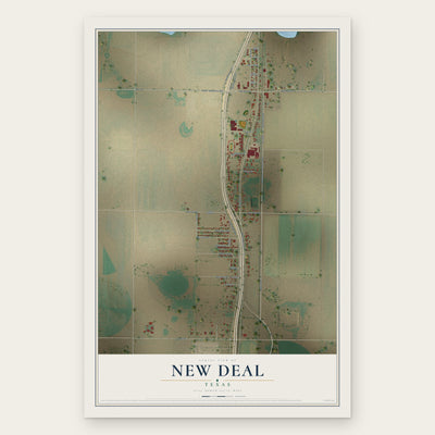 New Deal, Texas map print, the full design