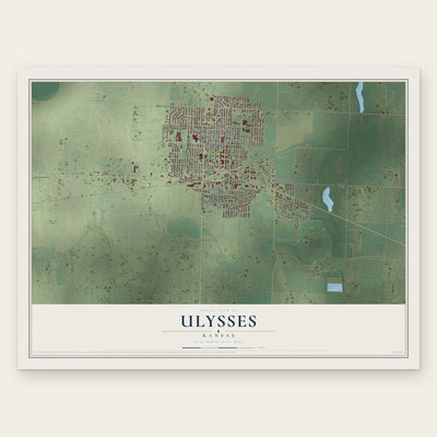 Ulysses, Kansas map print, the full design