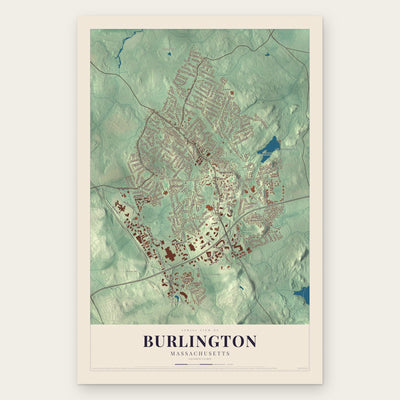 Burlington, Massachusetts map print, the full design