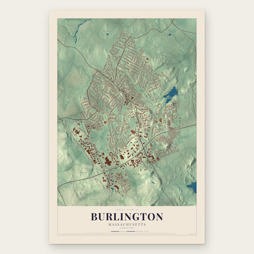Burlington, Massachusetts map print, the full design