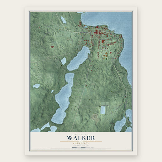 Walker, Minnesota map print, the full design