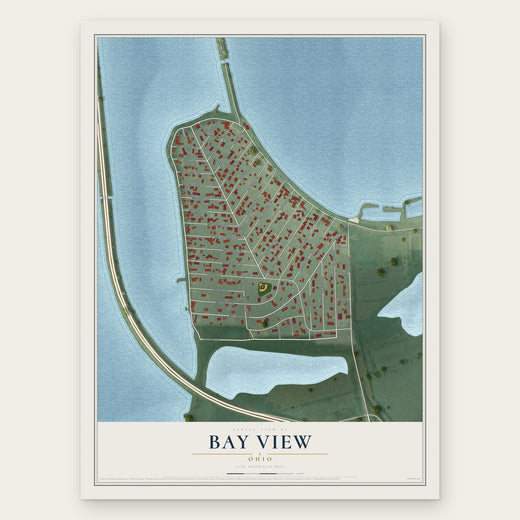 Bay View, Ohio map print, the full design