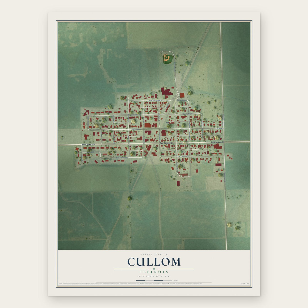 Cullom, Illinois map print, the full design