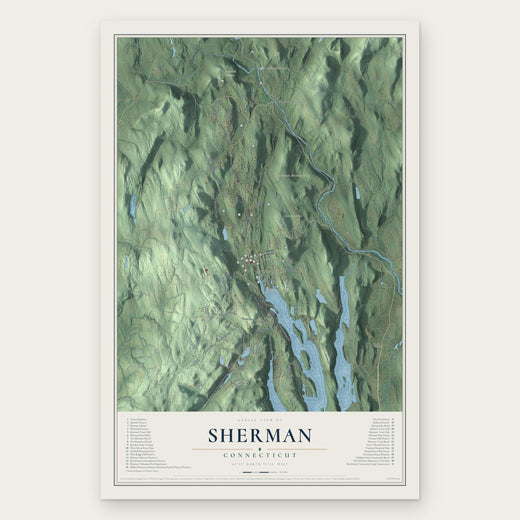 Sherman, Connecticut map print, the full design