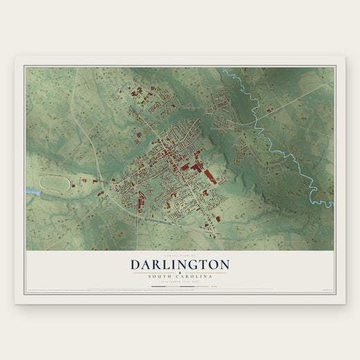 Darlington, South Carolina map print, the full design