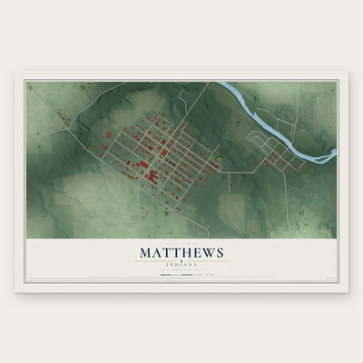 Matthews, Indiana map print, the full design