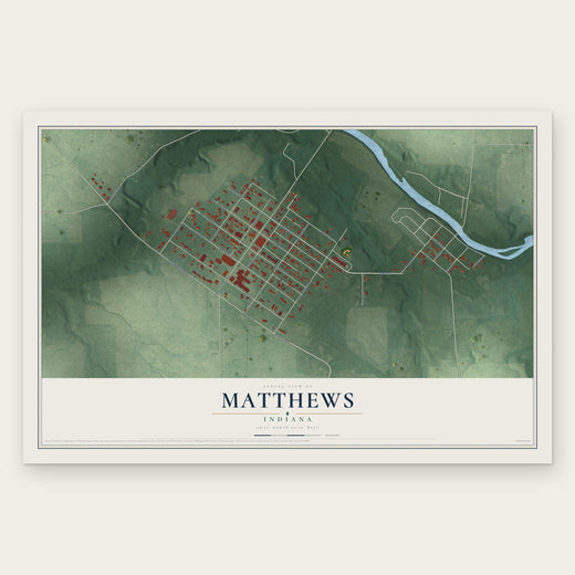 Matthews, Indiana map print, the full design