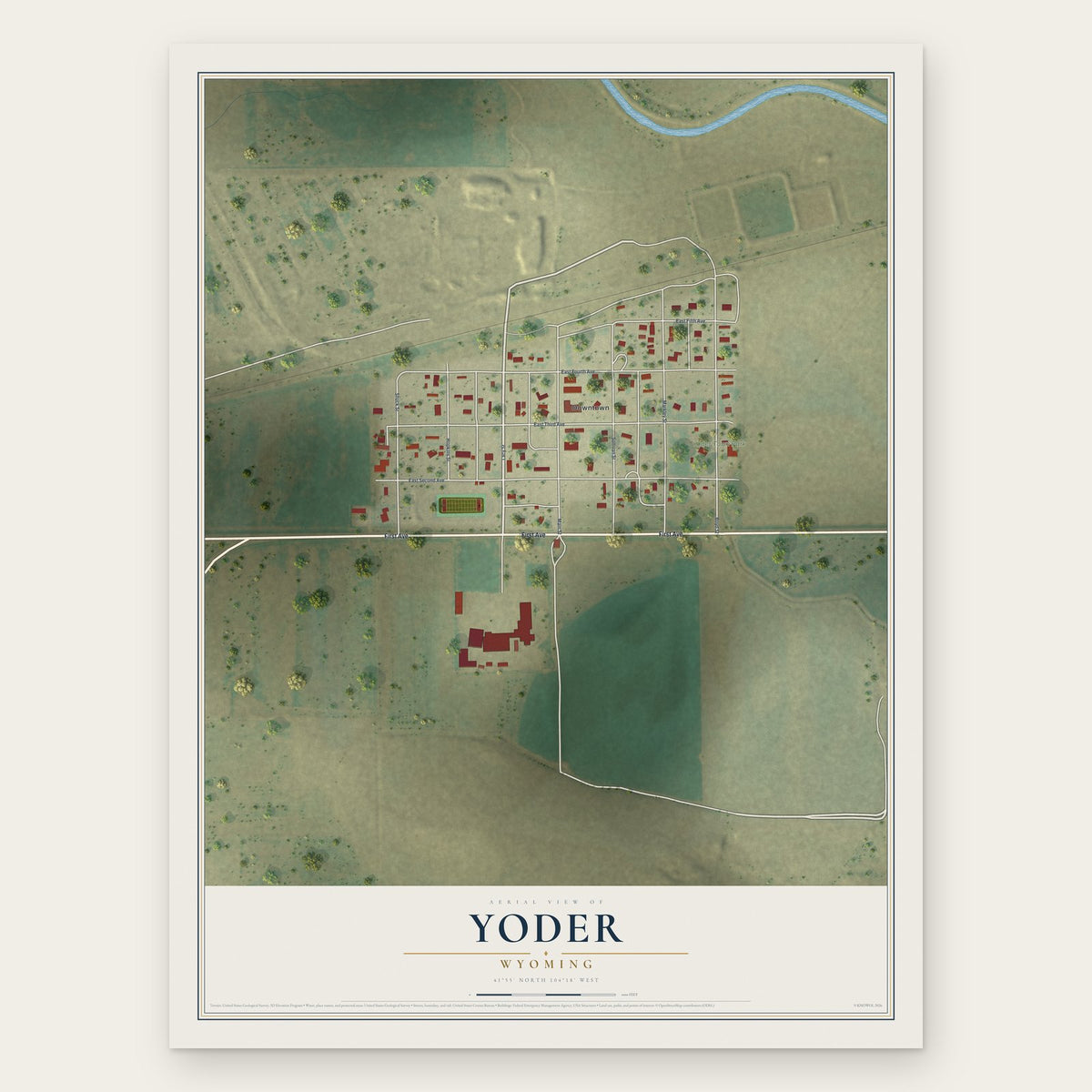 Yoder, Wyoming map print, the full design
