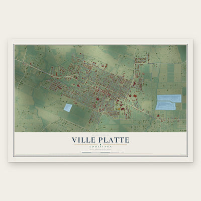 Ville Platte, Louisiana map print, the full design
