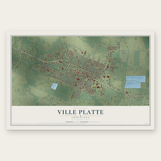 Ville Platte, Louisiana map print, the full design