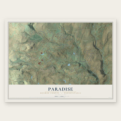 Paradise, Monroe County, Pennsylvania map print, the full design