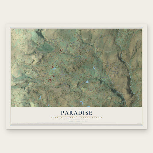 Paradise, Monroe County, Pennsylvania map print, the full design
