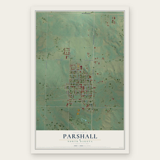 Parshall, North Dakota map print, the full design
