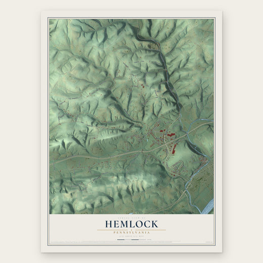 Hemlock, Pennsylvania map print, the full design