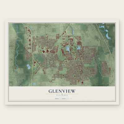 Glenview, Illinois map print, the full design