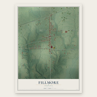 Fillmore, Indiana map print, the full design