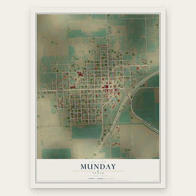 Munday, Texas map print, the full design
