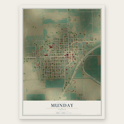 Munday, Texas map print, the full design
