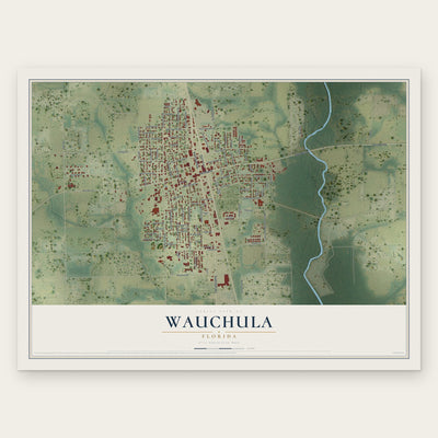 Wauchula, Florida map print, the full design