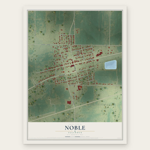 Noble, Illinois map print, the full design