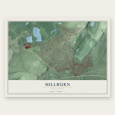Millburn, New Jersey map print, the full design