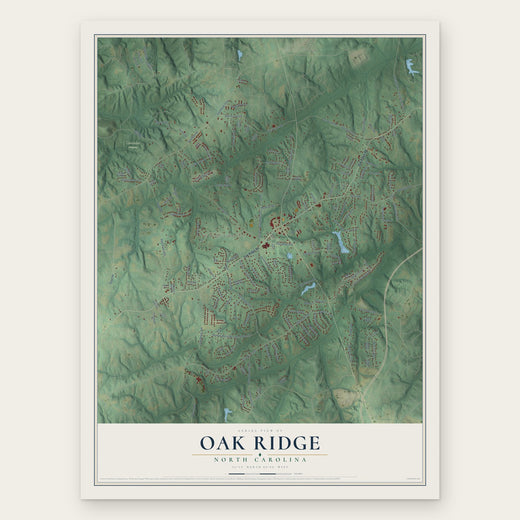 Oak Ridge, North Carolina map print, the full design