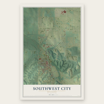Southwest City, Missouri map print, the full design
