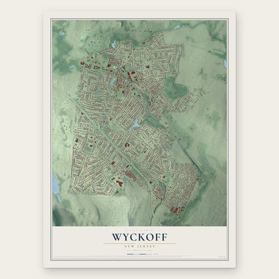 Wyckoff, New Jersey map print, the full design