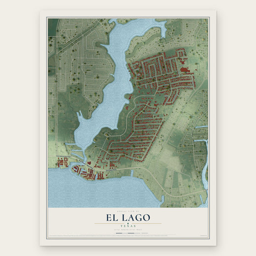 El Lago, Texas map print, the full design