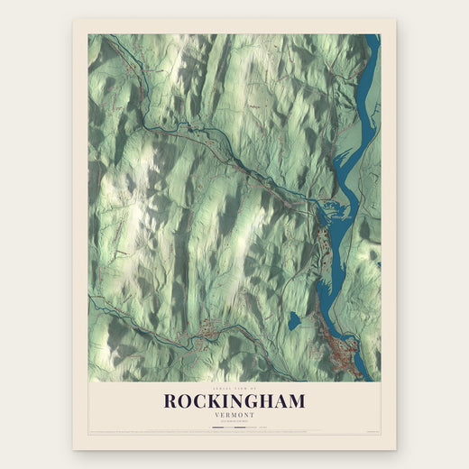 Rockingham, Vermont map print, the full design