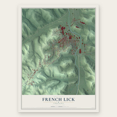 French Lick, Indiana map print, the full design