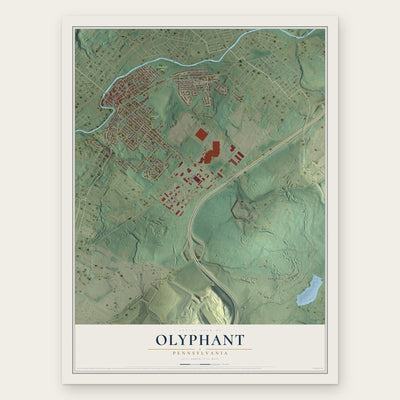 Olyphant, Pennsylvania map print, the full design