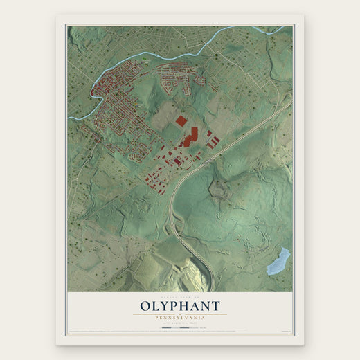 Olyphant, Pennsylvania map print, the full design