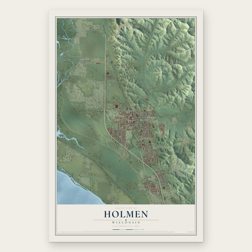 Holmen, Wisconsin map print, the full design