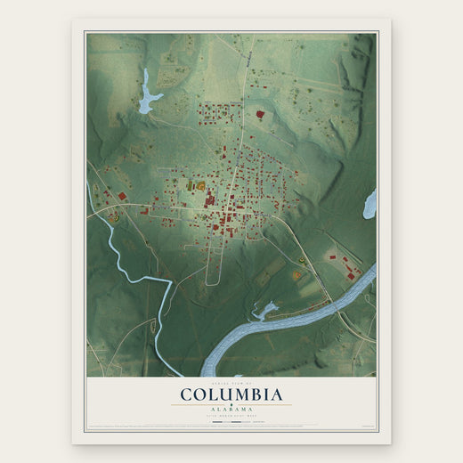 Columbia, Alabama map print, the full design