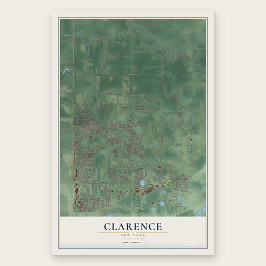 Clarence, New York map print, the full design