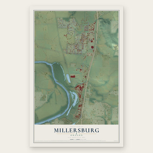 Millersburg, Oregon map print, the full design