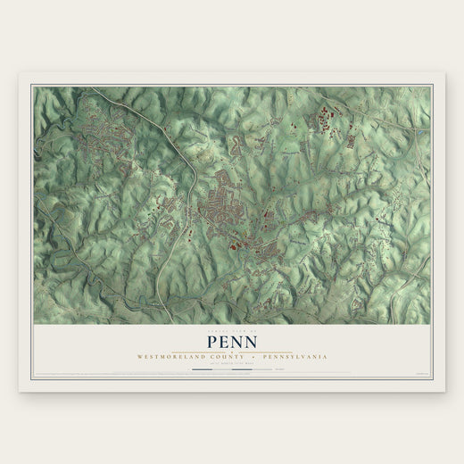 Penn, Westmoreland County, Pennsylvania map print, the full design