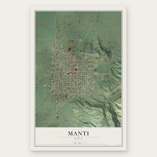 Manti, Utah map print, the full design