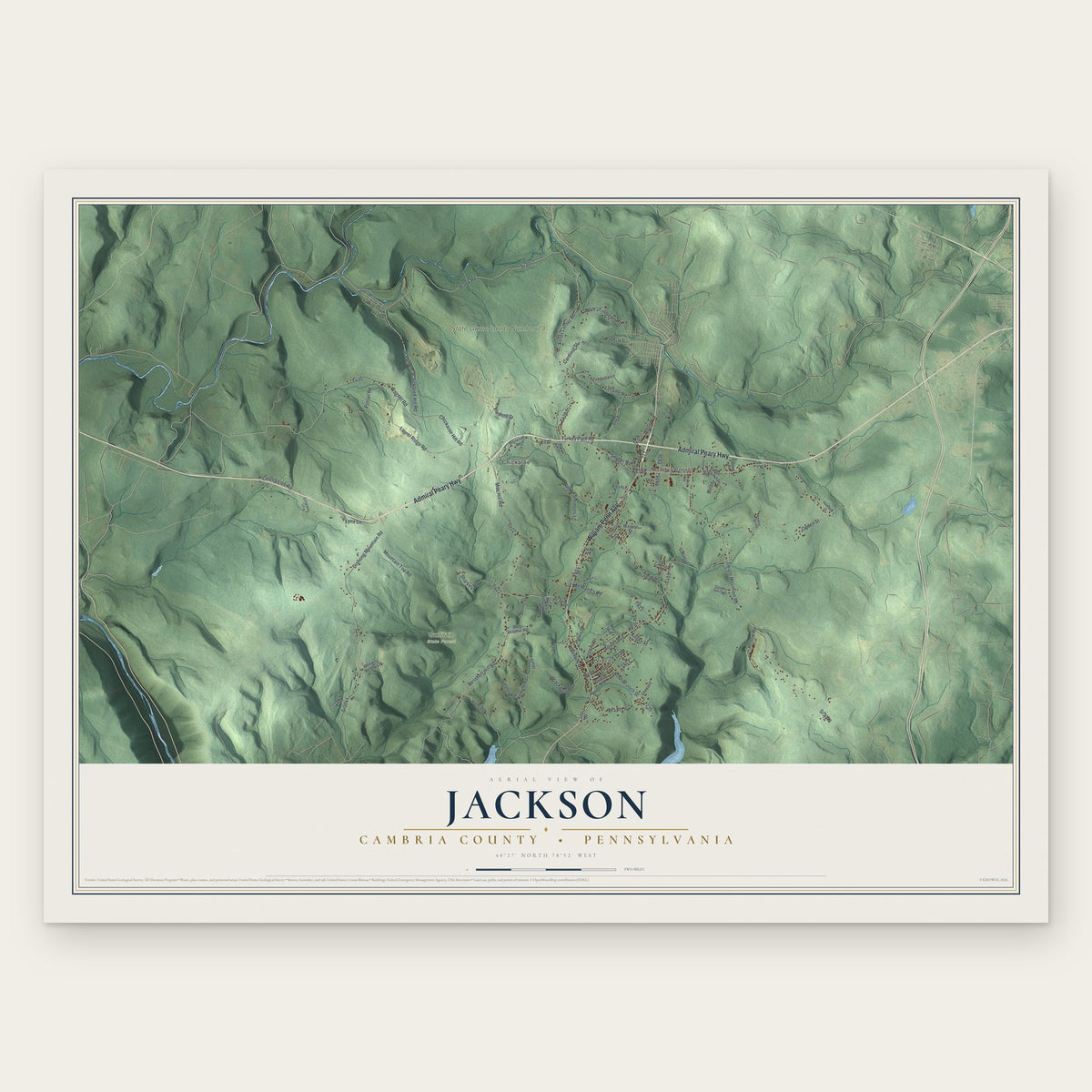 Jackson, Cambria County, Pennsylvania map print, the full design