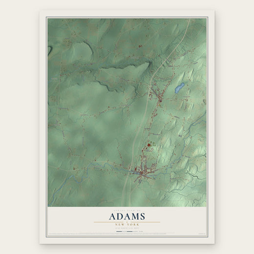 Adams, New York map print, the full design