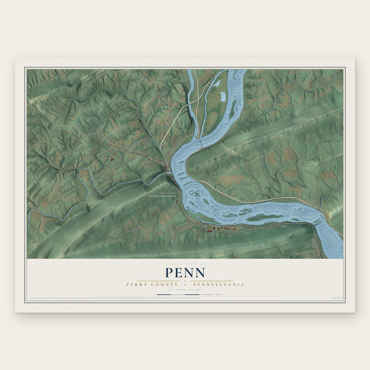 Penn, Perry County, Pennsylvania map print, the full design