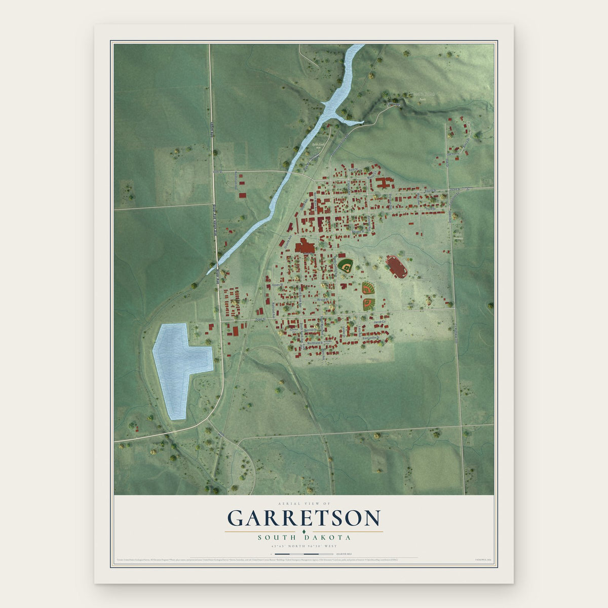 Garretson, South Dakota map print, the full design
