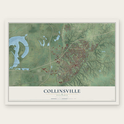 Collinsville, Illinois map print, the full design
