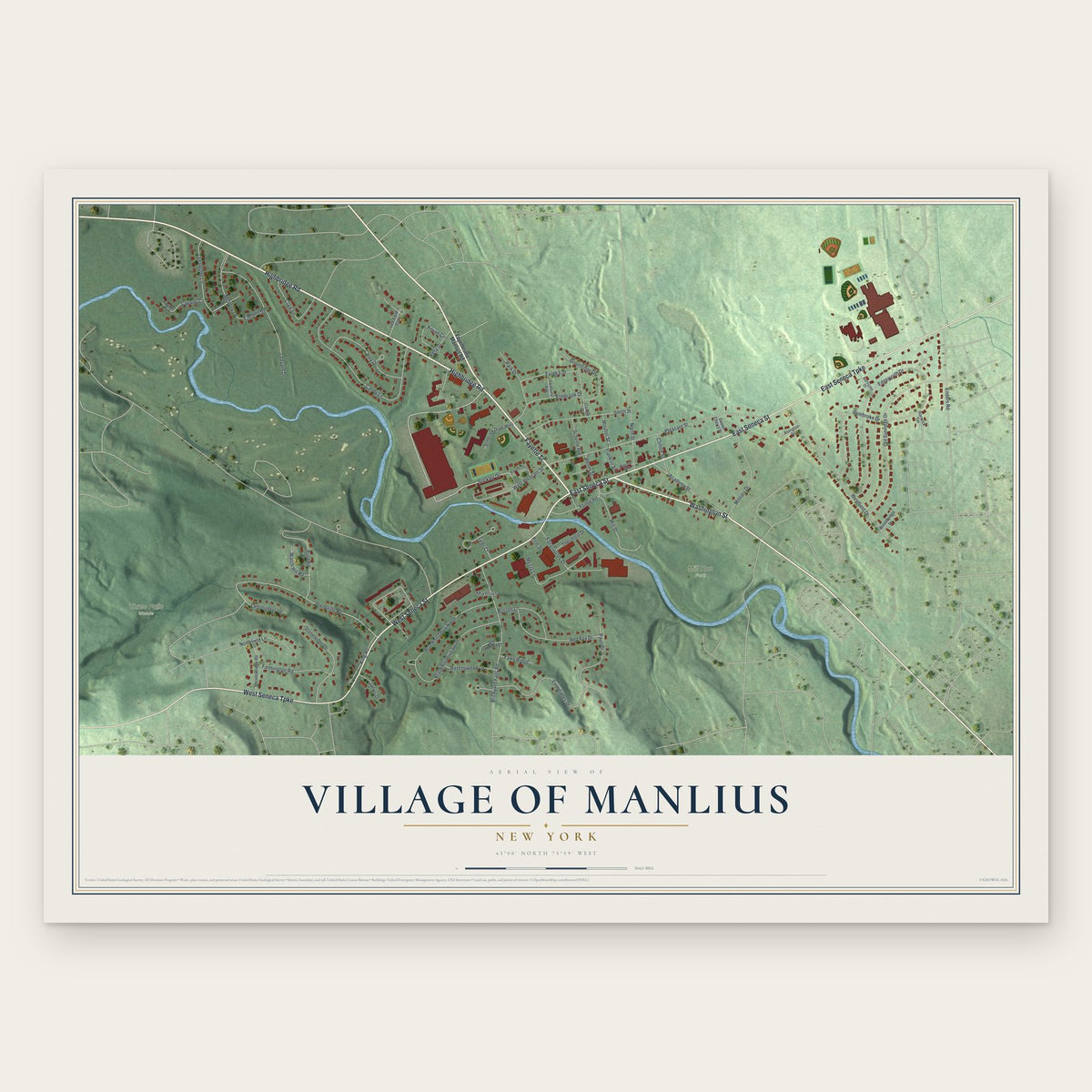 Village of Manlius, New York map print, the full design
